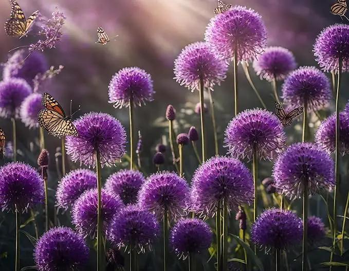 Purple Allium Bulbs for Planting - Easy to Grow Perennial Flowers, Top Size Bulbs, Large Spherical Blooms (5 Bulbs) by GreenHaven Gardens