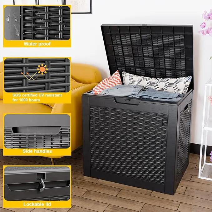31 Gallon Outdoor Storage Box – Waterproof Deck Box for Garden & Patio,Black by GreenHaven Gardens