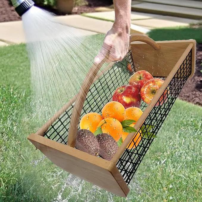 2pcs Garden Hod Harvest Basket, Durable Wooden Gardening, Supply Suitable For Kitchen, Picnic And Outdoor Picking by GreenHaven Gardens