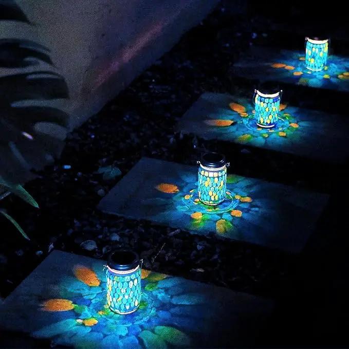 Cooo 2 Pack Mosaic Solar Lanterns Outdoor Waterproof Jar Lights Solar Powered, Hand Paste 141 Crystal Mosaics Table Hanging Garden Backyard Decor Lamps （Just Little More, Get Double The Delight ） by GreenHaven Gardens