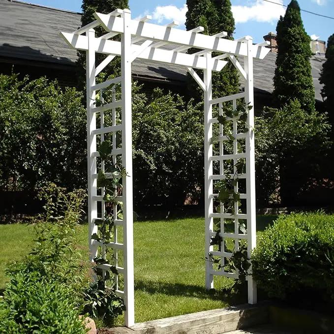 Dura-Trel PVC Garden Arbor, Arch Support for Climbing Plants, Providence, White, 64" x 85" by GreenHaven Gardens