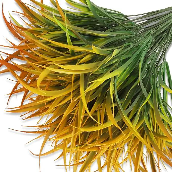 Ouddy Decor 16 Bundles Artificial Fall Plants Outdoor Fake Grass Stems UV Resistant Faux Plastic Plants Shrubs for Autumn Home Garden Pathway Farmhouse Front Porch Harvest Thanksgiving Decor, Orange by GreenHaven Gardens