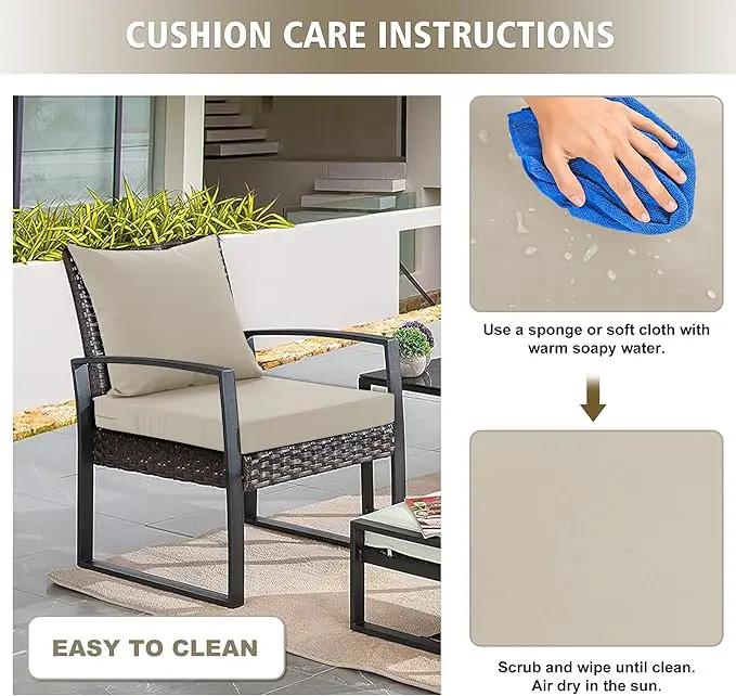 24x24 Inch Outdoor Cushions for Patio Furniture, Waterproof Outdoor Chair Cushions w/Fade-Resistant, Removable & Machine-Washable Covers, Deep Seat Sofa/Couch Pad Replacement – Set of 1/2/4, Cream by GreenHaven Gardens