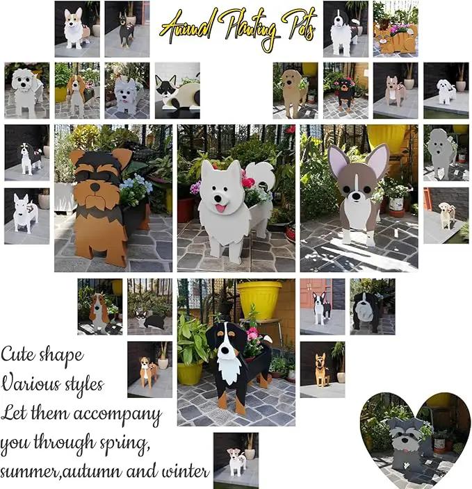 Yorkshire Dog Planter Plant Pots,Cute Garden Dog Flower Planter,Dog Planters Birthday Gifts for Women,Office,Indoor/Outdoor Decor(9.45 * 7.76 * 12.13in) by GreenHaven Gardens