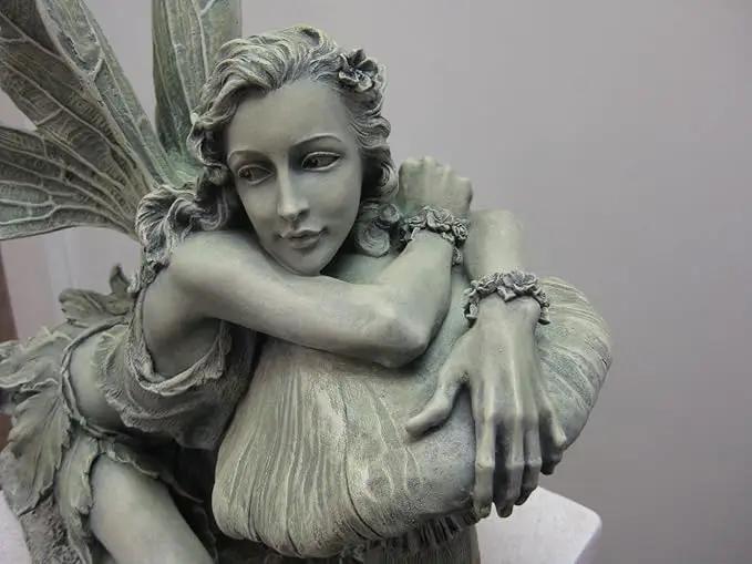 16-1/2-Inch Tall Green Fairy on Mushroom by GreenHaven Gardens