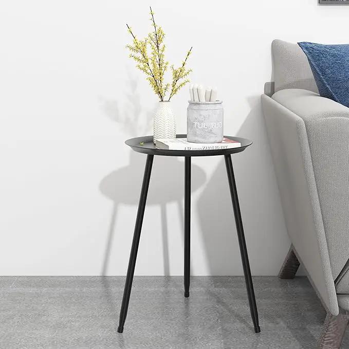 Plant Table Indoor Small,Black Metal Round Side Table.Modern Single Outdoor End Table for Small,Spaces,Patio,Office,Living Room, Bedroom Yard Garden Balcony Bedside by GreenHaven Gardens