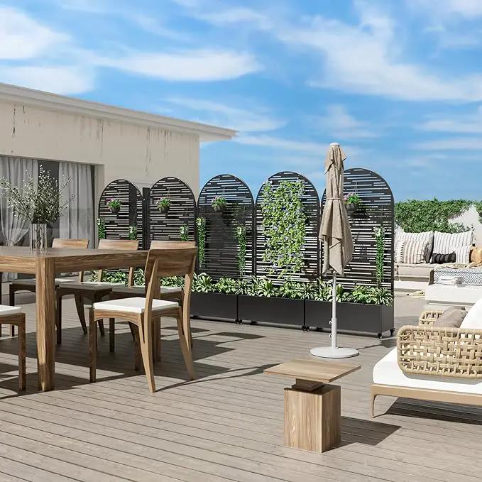 Casaphoria Metal Raised Garden Bed with Trellis and Wheels, 72"x35"x16" Arched Planter Box for Climbing Plants, Vegetables & Vines, Features Drainage Holes and Privacy Screen (Black-Shine) by GreenHaven Gardens