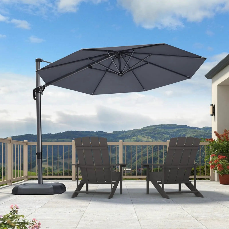 PURPLE LEAF 10 Feet Patio Umbrella Outdoor Cantilever Round Umbrella Aluminum Offset Umbrella with 360-degree Rotation for Garden Deck Pool Patio Light Grey by GreenHaven Gardens