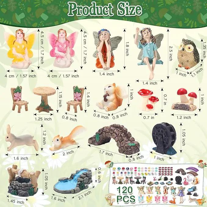 120 Pieces Garden Kit Accessories Garden Animals Miniatures Fairies Miniature Figurines Micro Landscape Ornaments DIY Kit for Outdoor Yard Lawn by GreenHaven Gardens