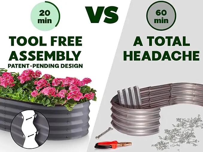 Galvanized Raised Garden Beds Outdoor // 6×3×1 ft (2-Pack) Planter Raised Beds for Gardening, Vegetables, Flowers // Large Metal Garden Box // Patented Tool-Free Design (Gray) by GreenHaven Gardens