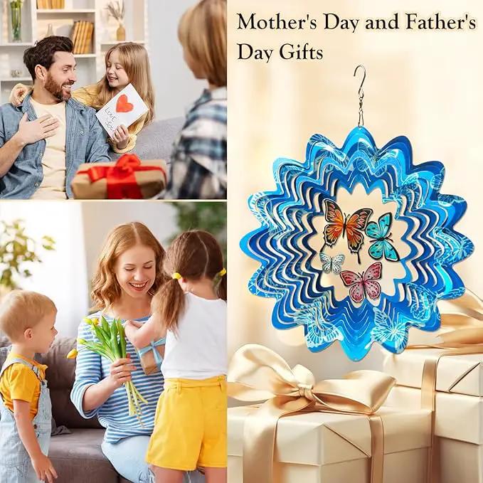 Butterfly Wind Spinner Outdoor, Wind Spinners for Yard and Garden, 3D Metal Butterfly Wind Catcher Decor Hanging Wind Sculpture Decoration, Butterfly Gift for Women Girl Mother Wife Grandma by GreenHaven Gardens
