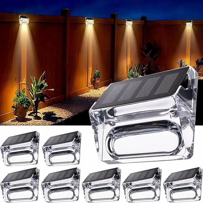 Solar Outdoor Lights 8 Pack, Solar Fence Deck Lights, Waterproof Powered Outside Lighting for Step Railing Wall Pool Stair Yard Garden Patio Pool Decorations by GreenHaven Gardens
