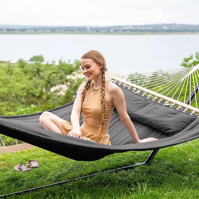 SUNCREAT Hammocks for Outside with 15 ft Stand, Stand Alone Hammock, 475 lbs Capacity, Dark Gray by GreenHaven Gardens