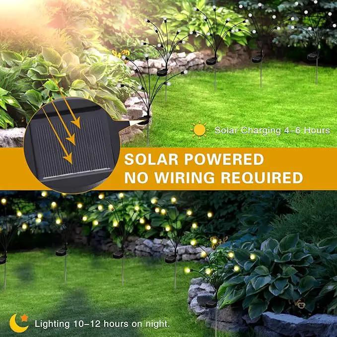 Solar Powered Firefly Lights Outdoor Waterproof 2-Pack, Swaying as Wind Blows, 8 LED Bulbs, Solar Garden Lights, Warm White, Outdoor Decorative Lights for Pathway Yard Patio Decorations by GreenHaven Gardens