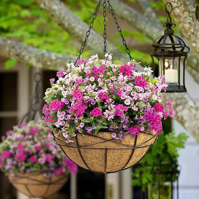 4 Pack 20 Inch Hanging Planters Baskets for Outdoor Plants Extra Large Deep Hanging Baskets with Natural Coconut Liner Flower Pots for Porch Balcony Garden Decor by GreenHaven Gardens