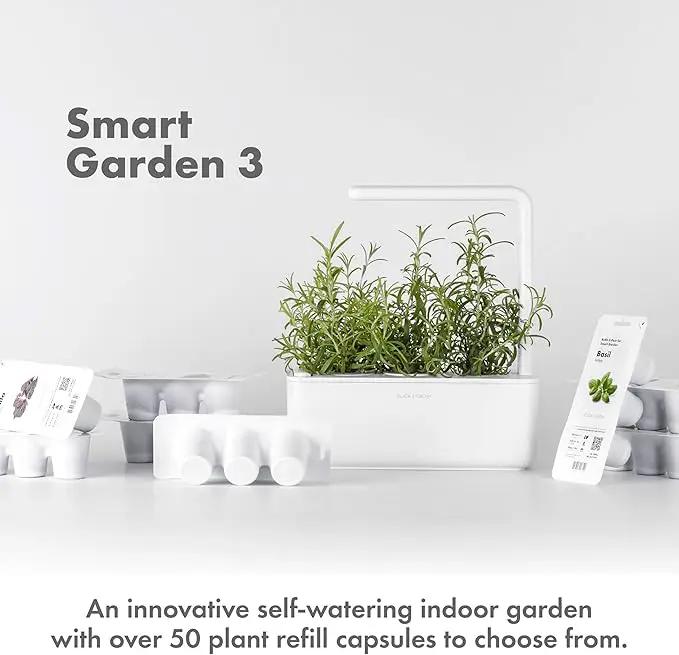 Click & Grow Smart Garden, 3 Pods Indoor Herb Growing System (3 Basil Pods Included)| Easier Than Hydroponics Growing System, Automatic Nutrients, Watering and Grow Light, Noise-free Technology, Beige by GreenHaven Gardens