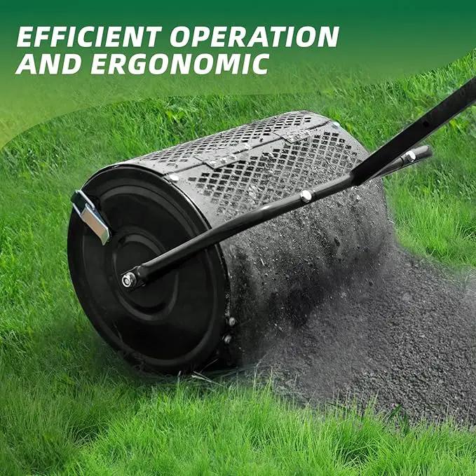 Heavy-Duty Compost Spreader for Lawn,Peat Moss Spreader,Fertilizer Spreader Roller with Adjustable Handle,Manure Spreaders for for Lawn Top Dressing,Seedling,Top Soil,Heavy Duty Metal Mesh Lawn Roller by GreenHaven Gardens