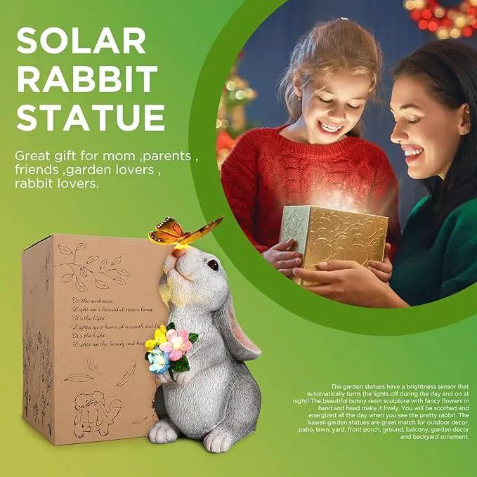SIX FOXES Solar Garden Rabbit Statues Light - Easter Bunny Decor for Garden, Lawn, Patio, Balcony, Yard Ornament, Gifts for Kids, Women, Mom by GreenHaven Gardens