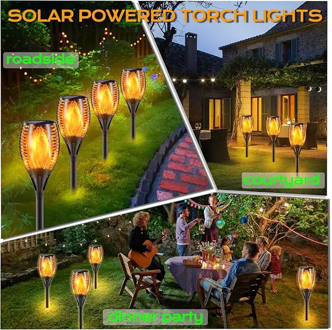 Upgraded Larger Solar Torch Lights, 43" Flickering Flame Solar Lights, Waterproof Outdoor Solar Landscape Decoration Lighting 96 LED Auto On/Off Garden Patio Yard Pathway,Black 1 Pack (1) by GreenHaven Gardens