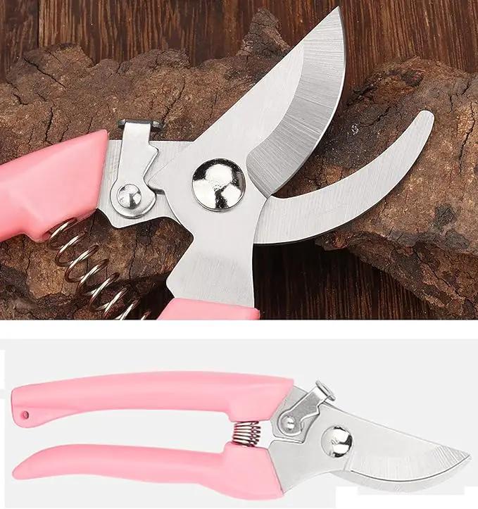 Garden Flower Shears Pruning Shears 6.9 inches Scissors Heavy Duty Plant Scissors for Cutting Flowers, Trimming Plants, Bonsai, Fruits Picking (Pink Handle 5pcs) by GreenHaven Gardens