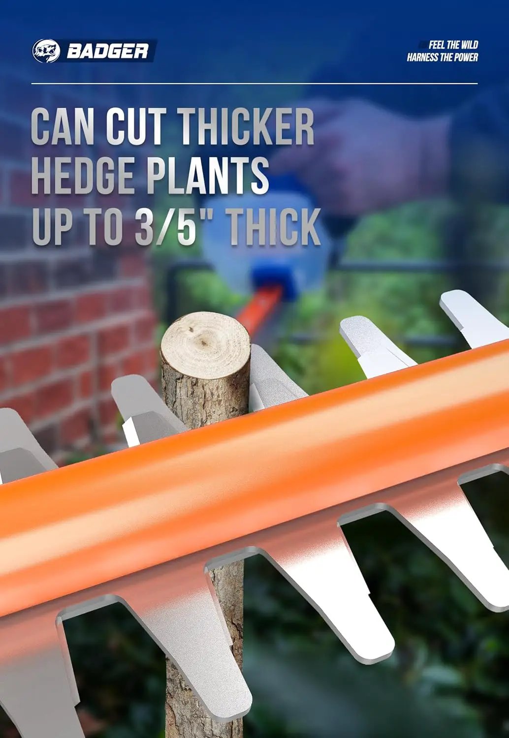 WILD BADGER POWER 20v Hedge Trimmer Upgrated, 22" Cordless with Guard & Bumper, Lightweight, Powerful, 2.0AH Battery and Charger Included by GreenHaven Gardens