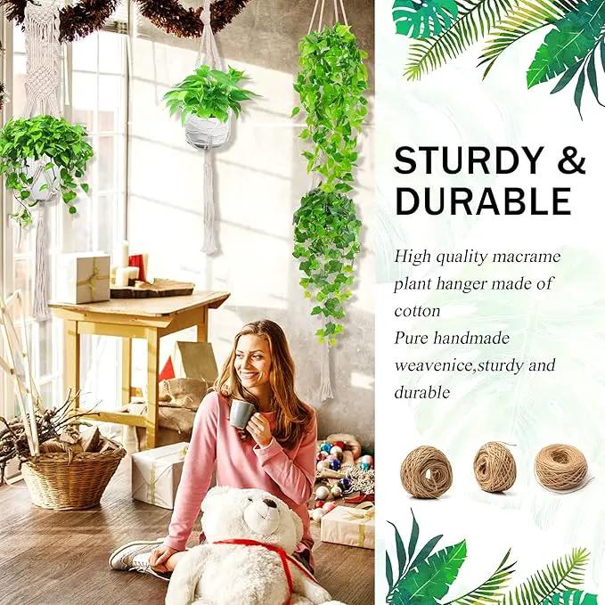IGaiety Macrame Plant Hanger,7 Pack Plant Hanger Indoor Hanging Macrame Planters with 7Pcs Ceiling and S Hooks-Handmade Macromay Plant Hanger Outdoor Macrame Plant Holder for Boho Home Decor by GreenHaven Gardens