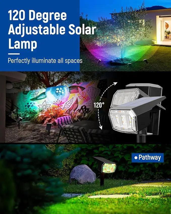 Solar Spot Lights Outdoor, 9 Lighting Modes RGB, Solar Lights Outdoor Waterproof IP65, 63 LED Landscape Spotlights for Holiday Decorations-10 Pack by GreenHaven Gardens