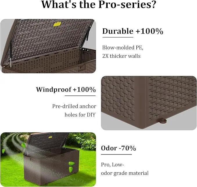 110 Pro Gallon Resin Deck Box, Waterproof Outdoor Storage Bin for Patio, Poolside, and Garden, Lockable & UV-Resistant, Ideal for Small Spaces, Coffee by GreenHaven Gardens