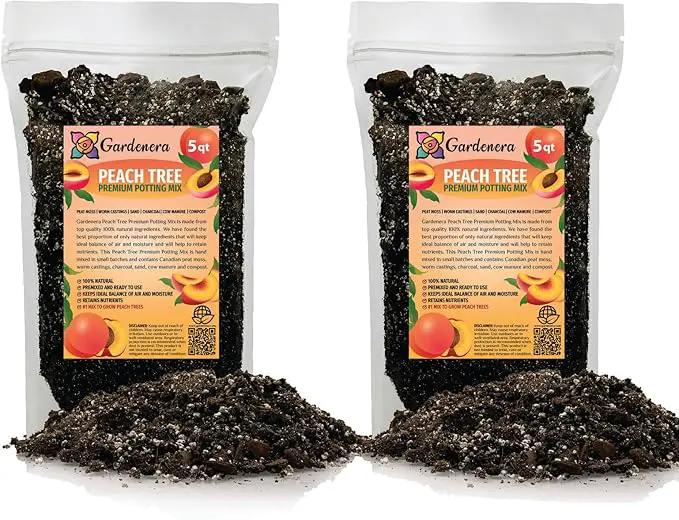 Premium Peach Potting Soil Mix - Optimal Nutrient-Rich Blend for Thriving and Juicy Peaches - 10 Quart by GreenHaven Gardens