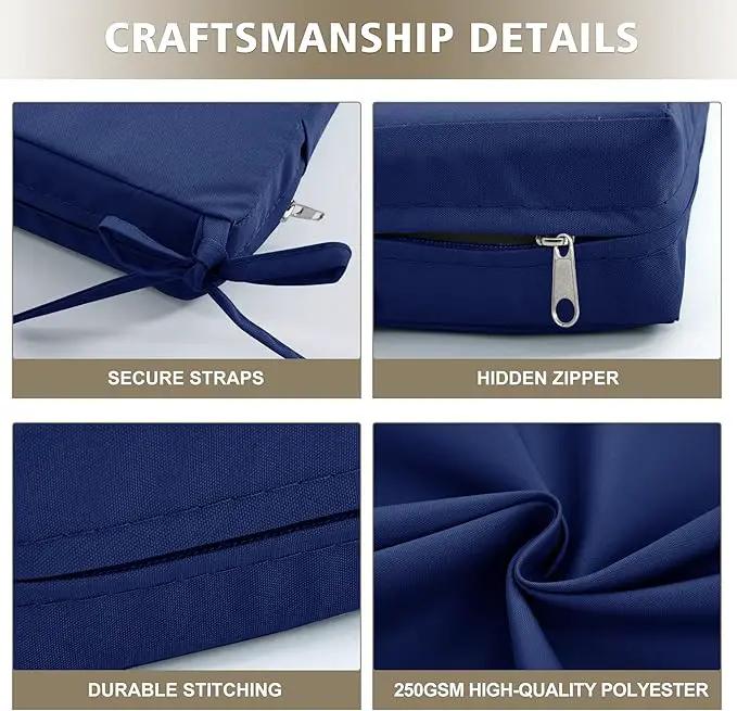 24x24 Inch Outdoor Cushions for Patio Furniture Set of 2, Waterproof Outdoor Chair Cushions w/Fade-Resistant, Removable & Machine-Washable Covers, Deep Seat Sofa/Couch Pads Replacement, Navy Blue by GreenHaven Gardens