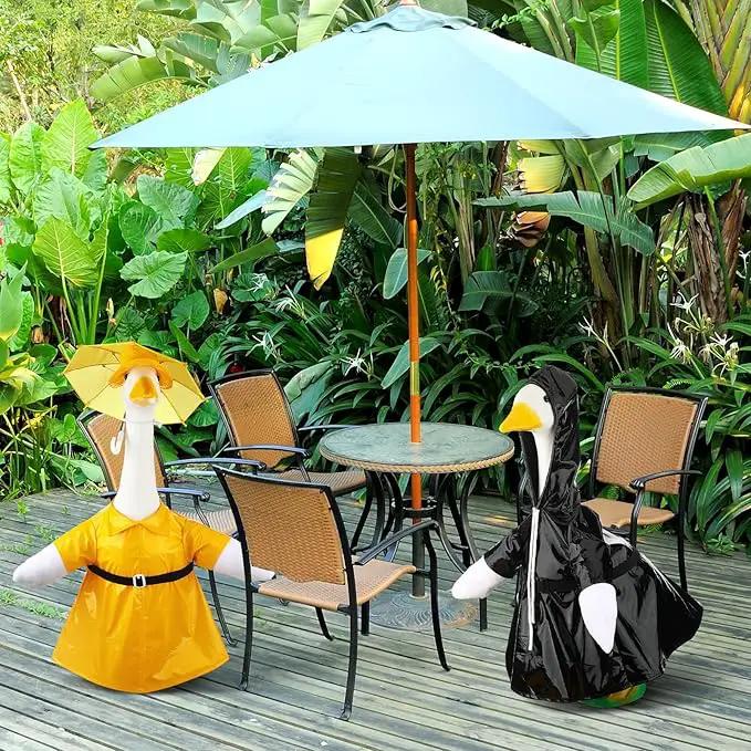 Frienda 2 Set Porch Goose Outfits Clothes 23 Inch Garden Raincoat Flag Bee Fishing Style Goose Costume for Lawn Patio Valentine's Day Decor by GreenHaven Gardens