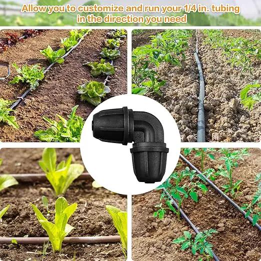 Upgraded 1/4" Drip Irrigation Elbow Fittings：24 Pieces Leak Free Lock Barbed 90 Degree Elbow Connectors for1/4 Inch Irrigation Tubing Quick Connect Parts for Garden Landscape System by GreenHaven Gardens
