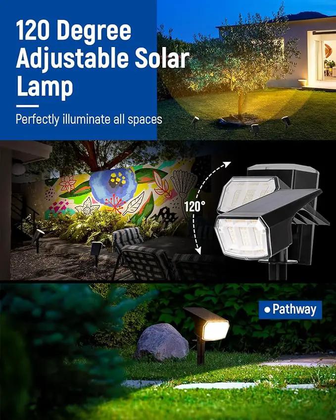 Solar spotlights Outdoor 63 LED 3 Lighting Modes, IP65 Waterproof Lighten Yard Garden House Garage Pathway for Christmas Decorations-10 Pack by GreenHaven Gardens