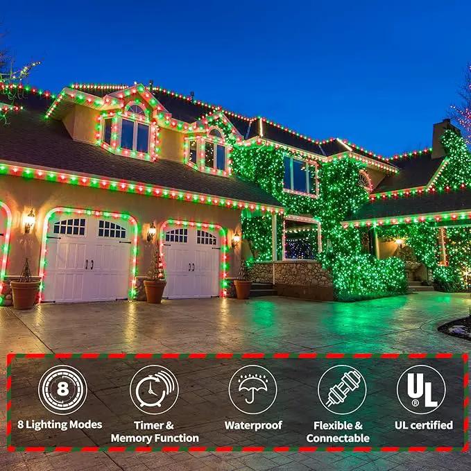 150ft LED Rope Lights Outdoor, 1080 LED Connectable and Flexible Tube Lights with 8 Modes, Waterproof LED Rope Lighting for Garden Patio Pool Bedroom PartyIndoor Outdoor Christmas Decor (Red & Green) by GreenHaven Gardens
