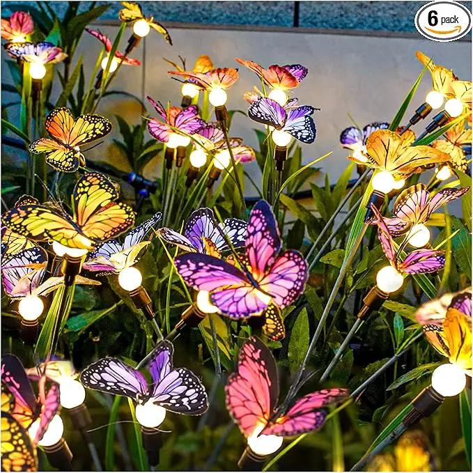 TONULAX Solar Garden Lights - Swaying Butterfly Light, Swaying in The Wind, Solar Outdoor Lights, Yard Patio Pathway Decoration, High Flexibility Iron Wire & Realistic Butterflies (6 Pack) by GreenHaven Gardens