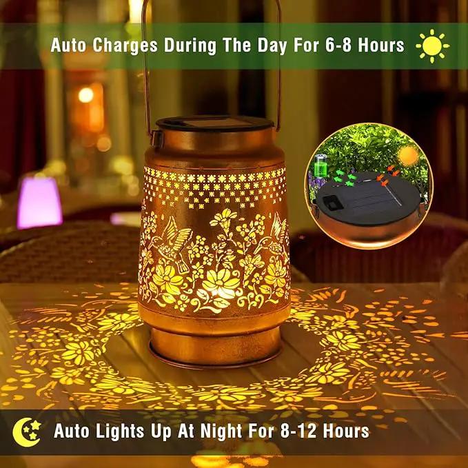 Solar Lanterns Outdoor Hummingbird Garden Decor, Birthday Gifts for Women Mom Grandma Metal Hanging Lantern Lights Waterproof Solar Lights with Shepherd Hook LED Decoration for Garden Yard Patio Lawn by GreenHaven Gardens