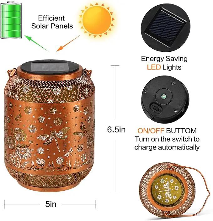 Solar Lanterns Outdoor Waterproof Dragonfly Garden Decor Birthday Gifts for Women Mom Grandma Hanging Solar Lights Metal Decoration Outside for Yard, Patio, Backyard, Porch, Pathway by GreenHaven Gardens