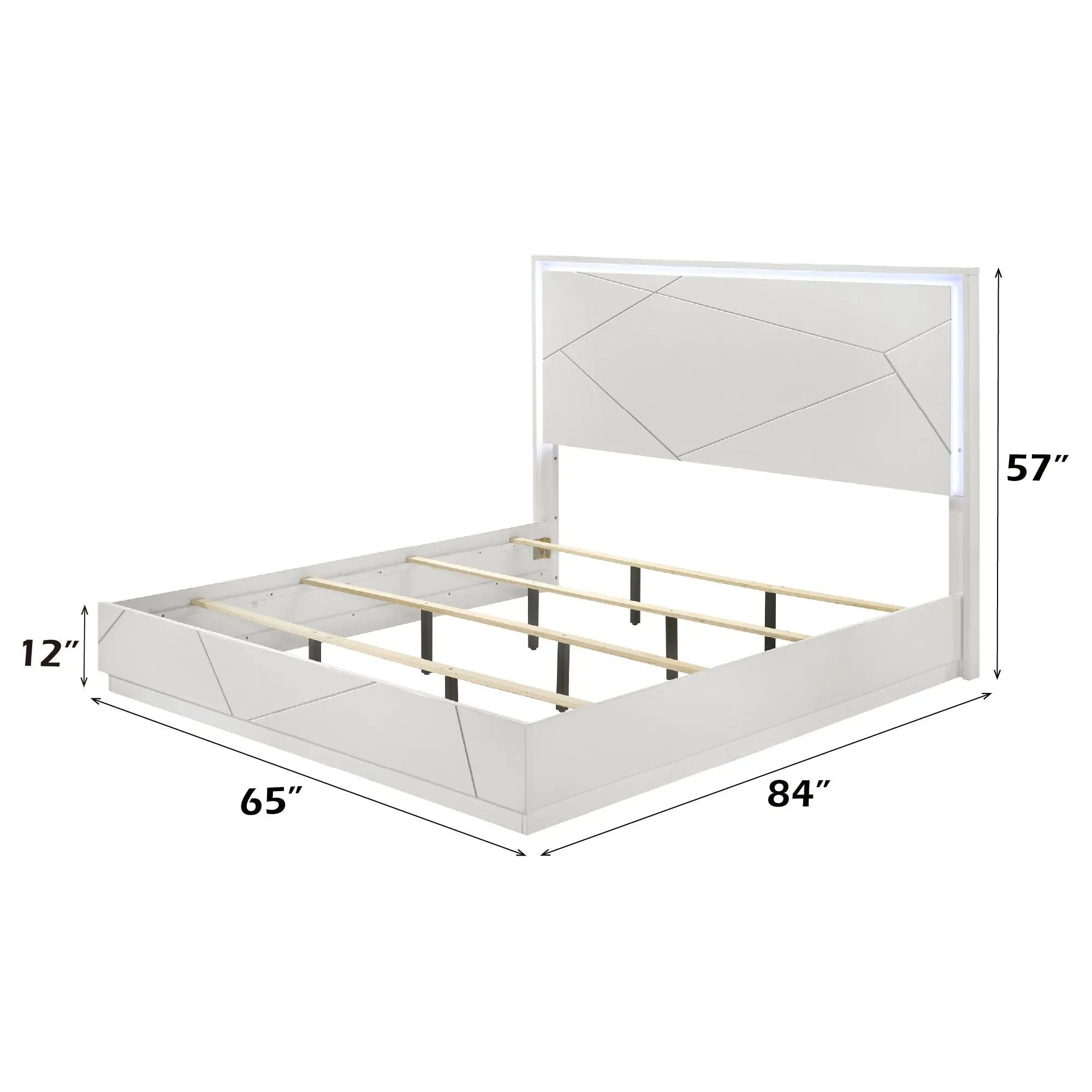 Esther - Queen Bed With LED - Silver / White by HouseOfZazla