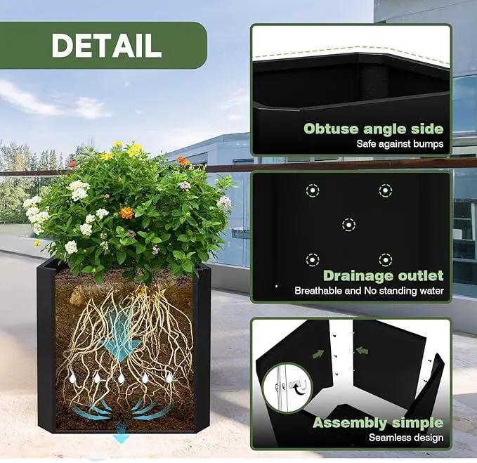 Steel Planter Box-24"x24"x24"-Large Square Planter Box-Outdoor Indoor-Cube Steel Planter Heavy Duty Black Metal Planter Flower Pot Commercial Residential for Home Garden Porch Hotel Patio by GreenHaven Gardens