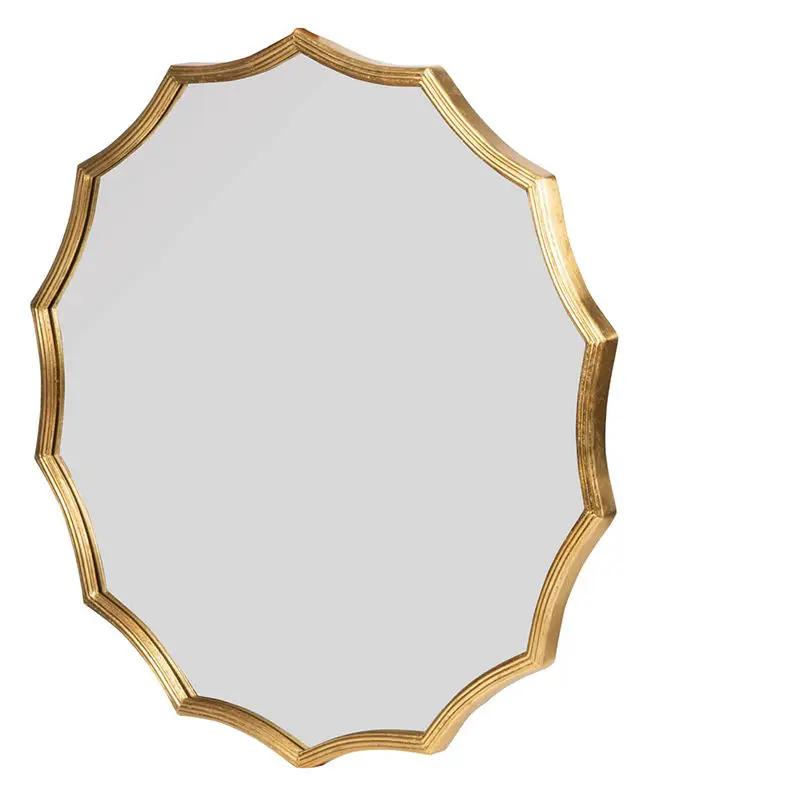 Round Sunburst Wall Mirror With, Wall Decor Mirror For Entryway Bedroom Living Room - Gold by HouseOfZazla