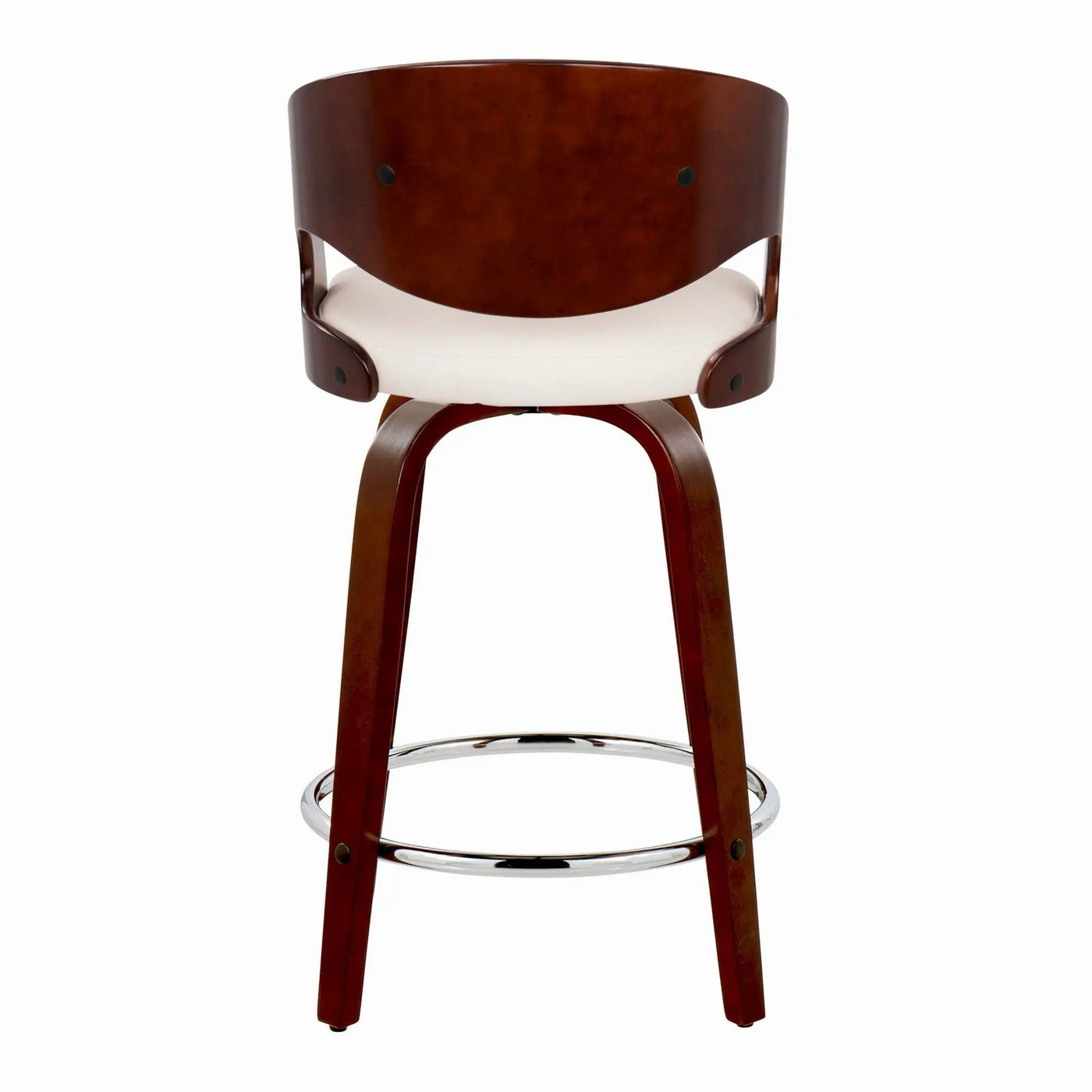 Pino - Mid Century Modern Fixed Height Barstool With Swivel With Round Footrest (Set of 2) by HouseOfZazla