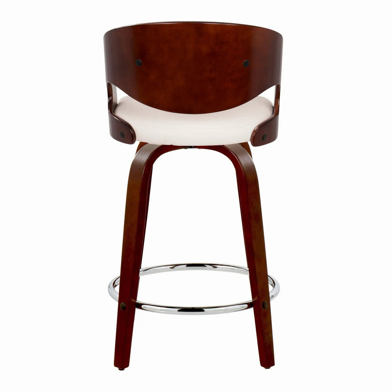 Pino - Mid Century Modern Fixed Height Barstool With Swivel With Round Footrest (Set of 2) by HouseOfZazla
