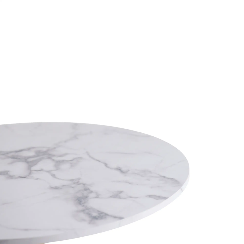 White Marble Tulip Dining Table with Golden Legs by HouseOfZazla
