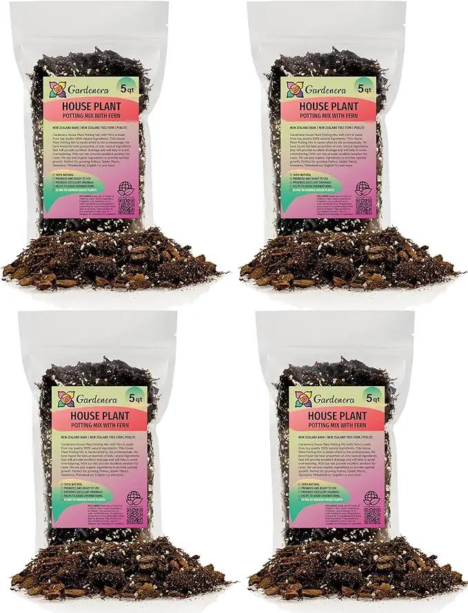 Premium Gardenera House Plant Potting Mix - 20 Quart - Fern + New Zealand Bark + Perlite | Great for Pothos, Spider Plants, Montsera, Philodendron, English Ivy (4 Bags of 5 Quart) by GreenHaven Gardens