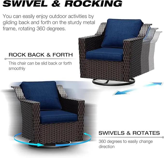 Joyside Wicker Patio Furniture Sets, 9 Pieces Upgraded Large Size Outdoor Furniture with Swivel Rocking Patio Chairs, Patio Dining Chair, 3-Seat Sofa, Outdoor Ottoman, Coffee Table, Thick Cushions by GreenHaven Gardens