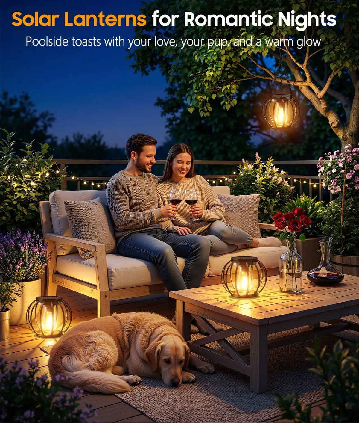 KOOPER Solar Lanterns Outdoor Waterproof, Upgraded Metal Hanging Solar Lights Outdoor Lanterns, Brighter Auto On/Off Outdoor Hanging Lantern for Yard Patio Pathway Porch Garden Decor 2 Pack by GreenHaven Gardens