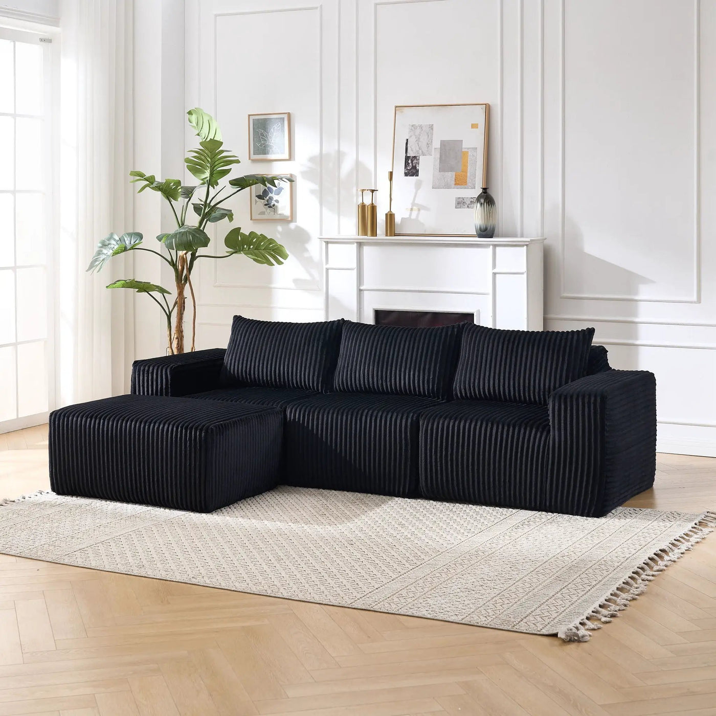 L - Shape Modern Minimalist Modular Sectional Sofa, Upholstered Cloud Couch With Deep Seats by Unique Piece Furniture
