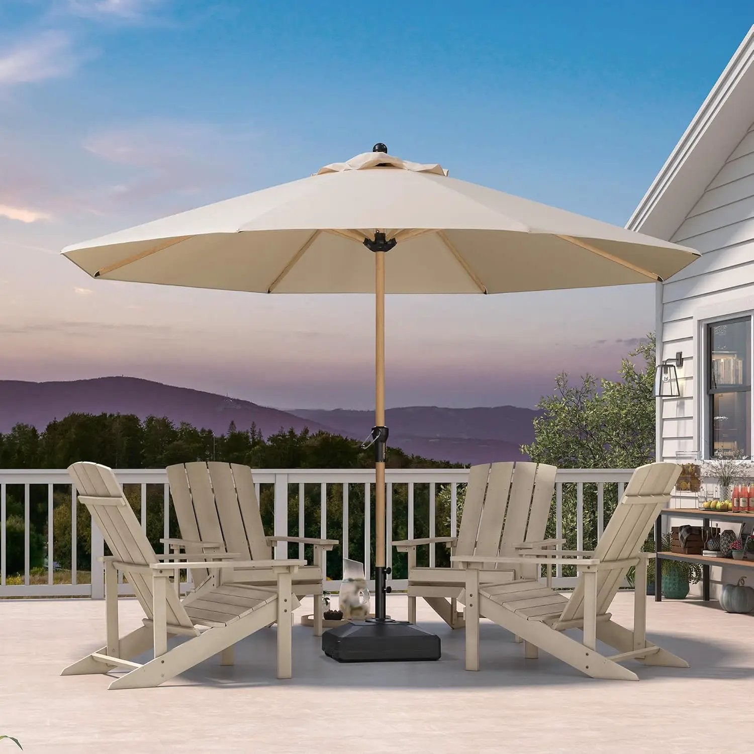 PURPLE LEAF 11 Feet Patio Umbrella Outdoor Table Umbrella Round Aluminum Market Umbrella with 8 Sturdy Ribs & Crank Commercial Outdoor Umbrellas for Garden Deck Patio, Beige by GreenHaven Gardens