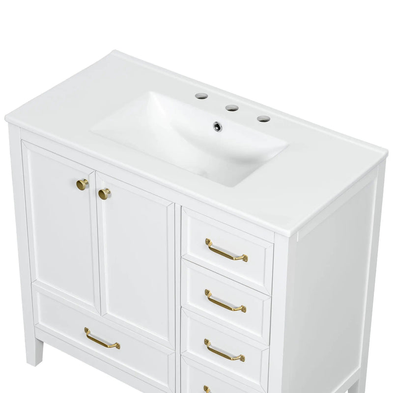 Elegant Vintage Bathroom Vanity With Sink and Soft Closing Drawers by HouseOfZazla