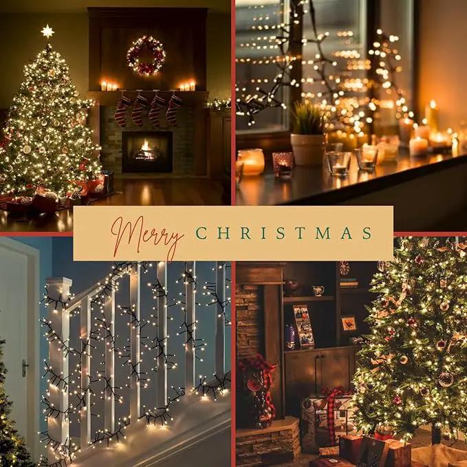 2-Pack Connectable 164FT 400LED Outdoor String Lights Waterproof, Twinkle Lights with 8 Modes, Christmas String Lights Green Wire for Holiday Party Christmas Decorations, Warm White by GreenHaven Gardens